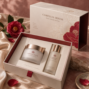 Custom CAMELLIA Face Cream Ritual Sliding <b>Drawer</b> Packaging Box - Product Image 1