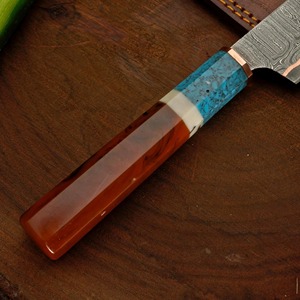 Cuchillo Black Smith 1987 de Acero de Damasco y Cobre, Mango de Madera de Palisandro con Resina, 13 Pulgadas - Product Image 3