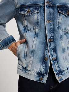Men's Washed <b>Denim</b> Jacket Regular Fit Turn-down Collar Single Breasted Casual Autumn Cotton <b>Coat</b> - Product Image 4