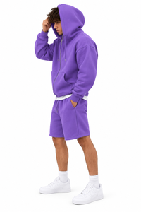 Men's Oversized Full Zip Hoodie Tracksuit Set Drop Shoulder Jacket and Relaxed <b>Wide</b> <b>Leg</b> Sweatpants Casual Streetwear - Product Image 4