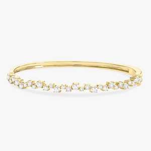 Diamond Hinged Bangle Custom 14k 18k Gold Round Cut Cluster Statement <b>Stacking</b> Cuff <b>Bracelet</b> Gift Women Wholesale B2B Factory - Product Image 6