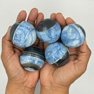 Sphère d'Opale Bleue Naturelle, Boule de Cristal de Guérison, Pierre Polie, Méditation, Reiki, Amour, Décoration d'Intérieur, Luxe, Feng Shui, Rayée - Product Image 4