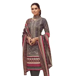 Baumwollstoff schwere Stickerei pakistanischer Stil Salwar Kameez für Damen Partybekleidung