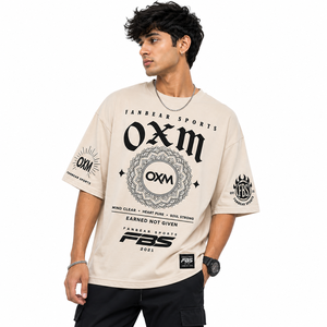 เสื้อยืดคอกลมแขนสั้นทรงโอเวอร์ไซส์สำหรับผู้ชาย ผ้าฝ้ายถัก แห้งเร็ว ระบายอากาศดี เป็นมิตรกับสิ่งแวดล้อม สไตล์ลำลองแนวสตรีทแวร์ - Product Image 1