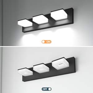 Lámpara de Baño Moderna de 3 Luces LED de 20 Pulgadas, Iluminación de Pared de Acrílico Negro Mate, Luz Fría Blanca para Tocador de Baño - Product Image 6