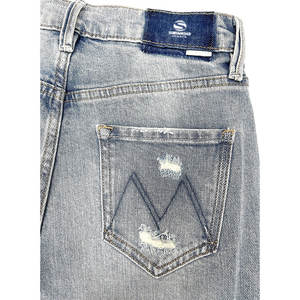 Vaqueros de mezclilla rasgados de pierna ancha estilo punk a la moda, 100% algodón, con logo personalizado, calidad de moda urbana. - Product Image 4