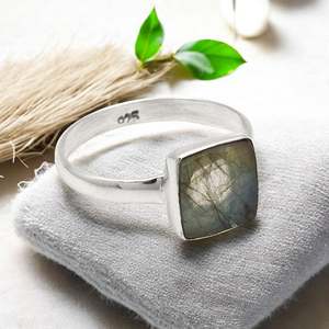 Brilliant Cushion Cut Labradorite Gemstone <b>Ring</b> In 925 Solid <b>Sterling</b> <b>Silver</b> Natural Bezel <b>Set</b> Gemstone Handmade Boho Jewelry - Product Image 1