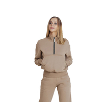 Ensemble de survêtement doux en coton côtelé pour femme, tenue d'intérieur confortable, ensemble de survêtement élégant en velours peluche pour femme, tenue de détente hivernale