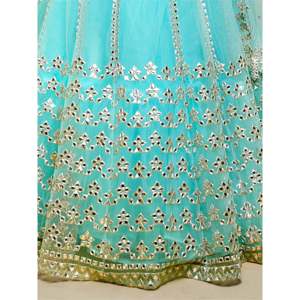 Sky Blue Foil Work Net <b>Party</b> Wear Lehenga Choli for Women - Product Image 2