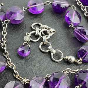 Collar Colgante de Plata de Ley con Amatista Súper Pesada Vintage, Joyería de Lujo Hecha a Mano, Regalo para Mujer - Product Image 3