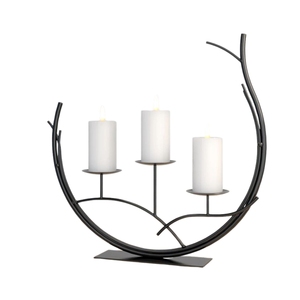 Custom Factory Metal Candelabra 4 Tier Black Geometric Candle Stand Wholesale Minimalist Pillar Candle Holder For Living Room - Product Image 5