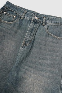 Plus Size Men's Stonewashed Wide Leg Jeans Mid Waist Loose Fit Casual <b>Denim</b> Pants 100% Cotton Woven <b>Material</b> - Product Image 4