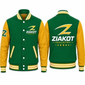 ZIAKOT <b>Men's</b> Green Varsity <b>Jacket</b> With Z Logo Print Regular Fit Autumn Wear - Product Image 5