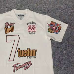 Camiseta de Verano para Hombre, Personalizada con Serigrafía, Hombros Caídos, Corte Holgado, Color Gris Desgastado, Estilo Vintage, 100% Algodón, con Pantalones Cortos - Product Image 4