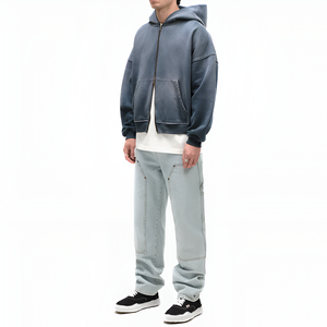 Sudadera con Capucha de Algodón Oversize de Invierno con Cremallera Completa y Estampado Personalizado de Alta Calidad para Hombre, Transpirable y a Bajo Precio - Product Image 5