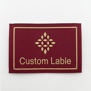 Étiquettes de vêtements en tissu polyester tissé sur mesure avec bords découpés au laser et broderie cousue pour sacs et chaussures - Product Image 3