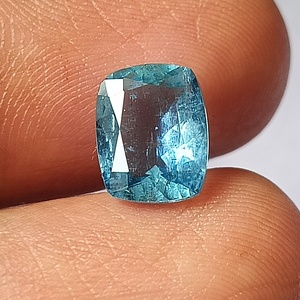 Aigue-marine naturelle bleue Santa Maria de 2,45 carats, taille coussin facettée, translucide, pierre précieuse en vrac - Product Image 2