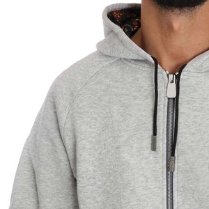 Survêtement gris à capuche pour homme, fermeture éclair intégrale, coupe décontractée, couleur unie, poches latérales, idéal pour l'automne, 100 % coton, poids moyen - Product Image 4