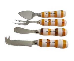 Ensemble de couteaux à fromage plaqués argent de haute qualité avec poignée en résine créative ustensiles en acier inoxydable avec design pointillé pour une utilisation en cuisine - Product Image 3