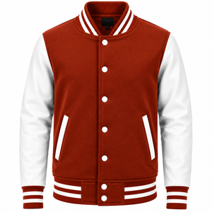 Veste universitaire rouge et blanche pour homme, style décontracté, boutonnée, coupe classique, vêtement d'hiver, toile, séchage rapide et coupe-vent - Product Image 1