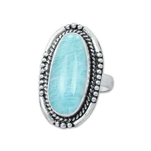 Anillo de Amazonita con Baño de Plata de Ley 925, Engaste de Bisel, Gema Multiforma, para Aniversario, Fiesta, Estilo Bohemio, Moderno, para Mujer - Product Image 3