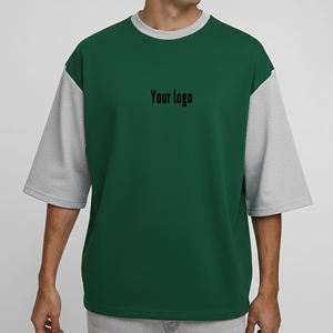 Camiseta Deportiva de Alta Calidad, Personalizada, Cuello Redondo, Bloques de Color, Estilo Hip Hop, Holgada, para Hombre, Tallas Grandes, Ropa Urbana, Transpirable, 100% - Product Image 1