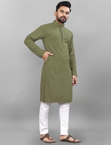 KV <b>Men's</b> Cotton Embroidered Long Sleeve Ankle Length <b>Kurta</b> Pant Set Traditional Muslim Clothing Casual Wedding Party Wear 4XL - Product Image 6