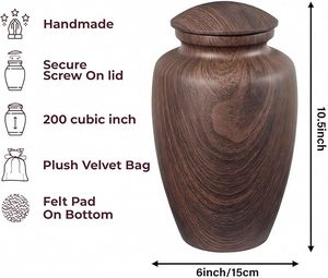 Trusted Manufacturer Artistic Funeral <b>Memorial</b> Urn Designed in Durable Metal with Elegant Decorative Finish for Adult Ashes - Product Image 2