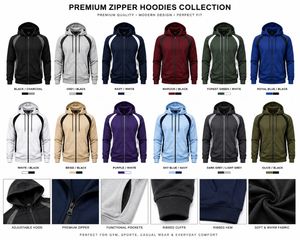 Sudadera con capucha y cremallera para hombre, de forro polar, color blanco/negro, mangas regulares, estilo casual urbano, ideal para invierno - Product Image 6