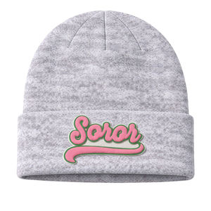 Gorro de Punto Gris Jaspeado para Mujer, Estilo Casual y Elegante, para Hermandades Universitarias, en Rosa y Verde - Product Image 3