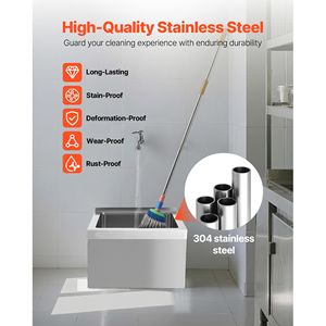 Lavandino per Mop da Pavimento 22 X 19 X 12 Pollici con Finitura Satinata, in Acciaio Inox 304, con Filtro a Foro Singolo e Staffa a Parete per Uso in Laboratorio - Product Image 5