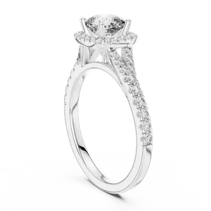 Anillo halo de diamante cultivado en laboratorio con corte radiante, oro macizo, unisex, de lujo, para compromiso, boda, aniversario, para hombres y mujeres - Product Image 4