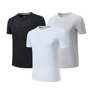 T-shirt décontracté en coton tissé à col rond et manches courtes pour homme, avec logo frontal, qualité supérieure, OEM/ODM, vente en gros - Product Image 1