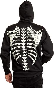 Sudadera con capucha de lana casual para mujer, con diseño de esqueleto que brilla en la oscuridad, para invierno y otoño - Product Image 3