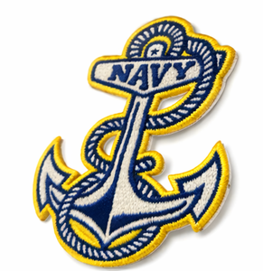 Écusson brodé ancre marine de haute qualité, thermocollant ou à coudre, pour vêtements, uniformes et casquettes - Product Image 1