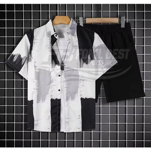 Ensemble de chemises décontractées tendance pour hommes, design à la mode, été, 100% polyester respirant, manches courtes, pantalon capri - Product Image 5