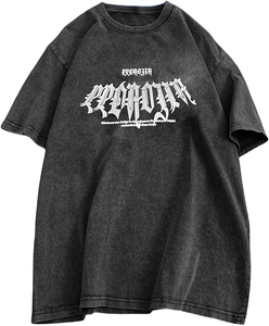 เสื้อยืดสตรีทแวร์ผู้ชายไซส์ใหญ่ลายกราฟิก Y2K สีดำวินเทจผ้าฝ้ายแบบซักแล้ว ขายส่ง รับผลิตแบบ OEM - Product Image 2