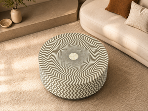 Round Bone Inlay <b>Coffee</b> <b>Table</b> Chevron Pattern Modern Traditional Design Storage Living Room Furniture - Product Image 2