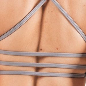 Light Gray Women's Three Strap <b>Back</b> Athletic Sports Bra Breathable Stretch Crop <b>Top</b> for Workout Yoga Gym Fitness Training - Product Image 4