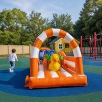 Structure gonflable multifonctionnelle en PVC pour usage domestique et extérieur, avec toboggan et piscine à balles, installation facile, idéale pour garderies et zones résidentielles