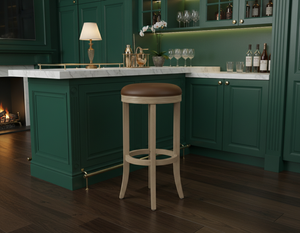 Tabouret de bar moderne et durable en bois d'hévéa avec cadre rond et assise et pieds entièrement ronds RWS RBS - Product Image 2