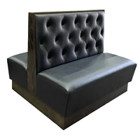 Banc de restaurant double commercial rembourré en vinyle avec base en bois |   Banquette rembourrée sur mesure pour café et hôtel