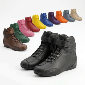 Chaussures de moto haute protection antidérapantes respirantes en cuir, bottes de motard légères, chaussures de sécurité pour la course sur route, pour hommes - Product Image 1