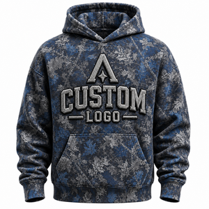 Custom Blue Leaf <b>Camo</b> <b>Hoodie</b> Heavyweight Fleece Streetwear <b>Hoodie</b> <b>for</b> <b>Men</b> & Women - Product Image 1