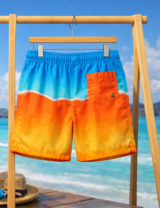 Custom <b>Men</b>’s Beach Shorts Quick Dry Swim <b>Trunks</b> with Embroidered Logo – Gradient Summer Board Shorts OEM Wholesale - Product Image 5