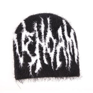 Comfortable Winter Warm <b>Plain</b> Soft Elastic Mohair Beanie <b>Cap</b> 2025 New Fashion Style - Product Image 1