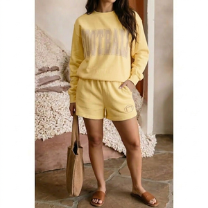 Feel The Perfect Blend Of Comfort And Style <b>Mock</b> <b>Neck</b> <b>Top</b> And Shorts Set Women Cozy Warm Daily Wear Collection - Product Image 1