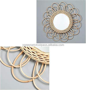 Venta al por mayor nuevo artículo 2022 auténtica artesanía ratán bambú espejo decoración del hogar alta calidad Bali Indonesia estilo para sala de estar - Product Image 2