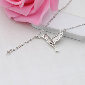 Collar con Colgante de Plata S925 para Mujer, Conjunto de Joyería de Perlas DIY con Colibrí Alzando el Vuelo y Cadena Clavícula para un Estilo Personalizado - Product Image 3