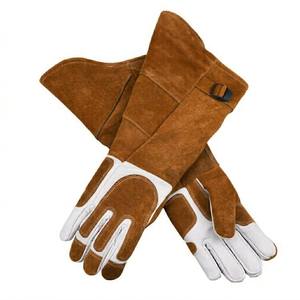 Extra Long Gauntlet Welding Leather Gloves Heat Resistant Fireproof Cowhide Split Industrial Safety Gloves Europe - Product Image 4